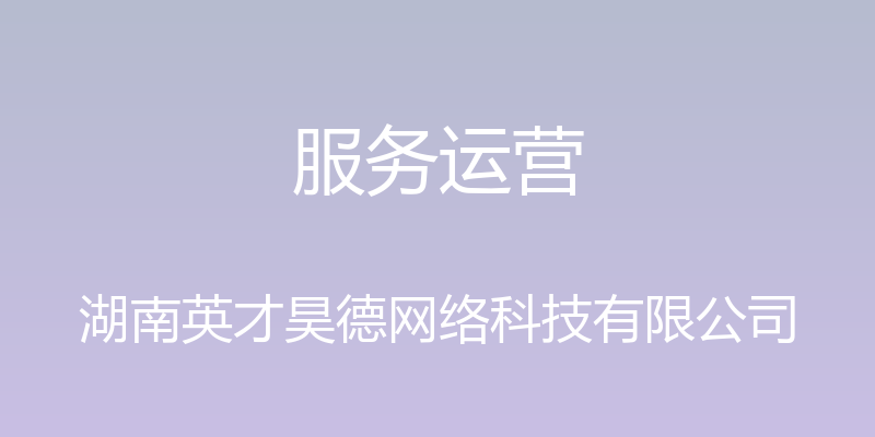 服务运营 - 湖南英才昊德网络科技有限公司